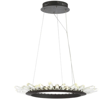 Elsa 24" Adjustable Integrated LED Modern Crystal Pendant - JONATHAN Y
